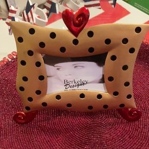 New Berkeley Designs gold/red heart picture frame